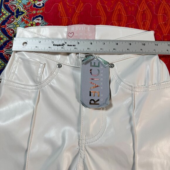 Revice White Vegan Leather Mid-Rise Flared Wide Leg Pants 23 (ACT22x33) NWT - Picture 11 of 16